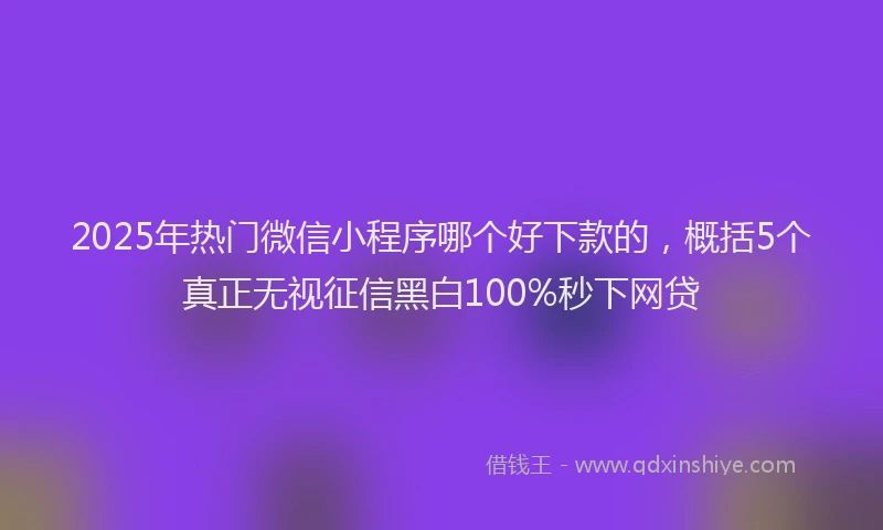 2025年热门微信小程序哪个好下款的，概括5个真正无视征信黑白100%秒下网贷