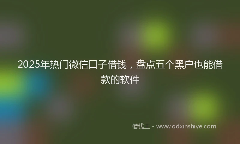 2025年热门微信口子借钱，盘点五个黑户也能借款的软件