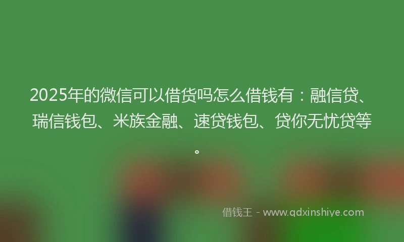 2025年的微信可以借货吗怎么借钱有：融信贷、瑞信钱包、米族金融、速贷钱包、贷你无忧贷等。