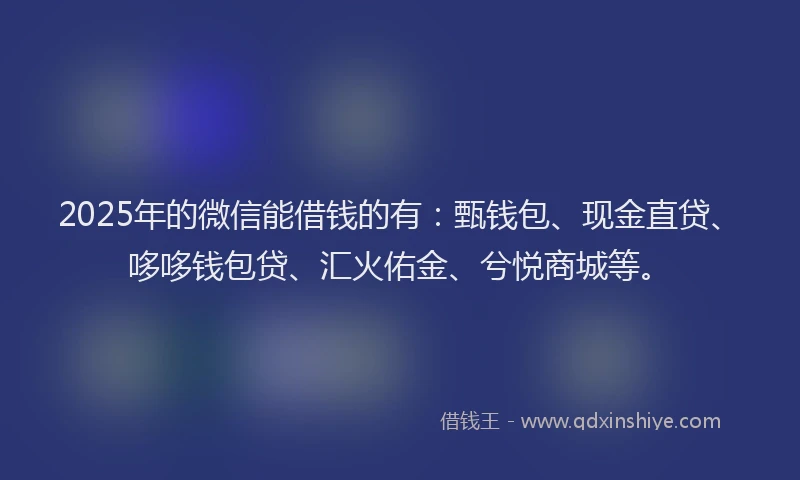 2025年的微信能借钱的有：甄钱包、现金直贷、哆哆钱包贷、汇火佑金、兮悦商城等。