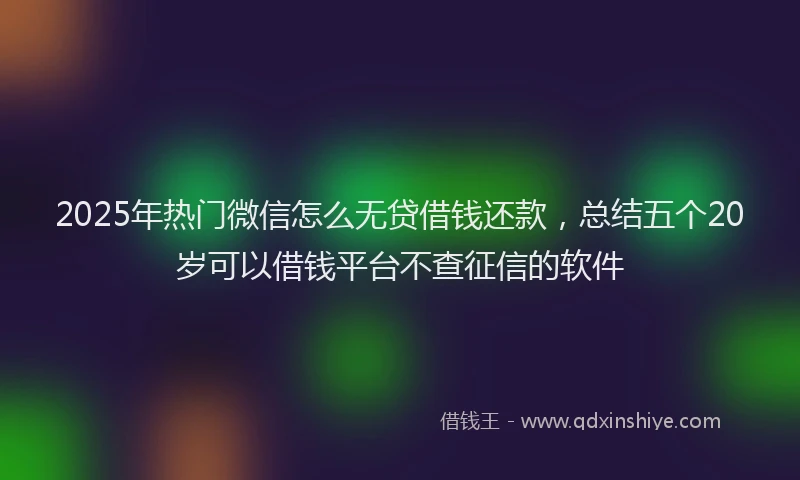 2025年热门微信怎么无贷借钱还款，总结五个20岁可以借钱平台不查征信的软件