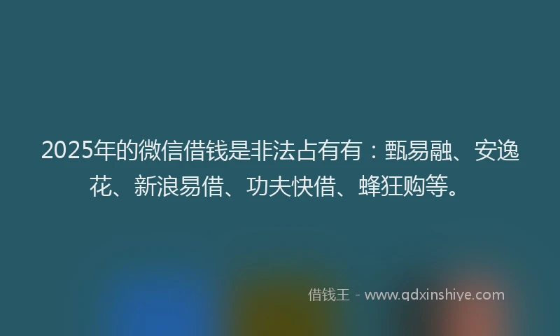 2025年的微信借钱是非法占有有：甄易融、安逸花、新浪易借、功夫快借、蜂狂购等。