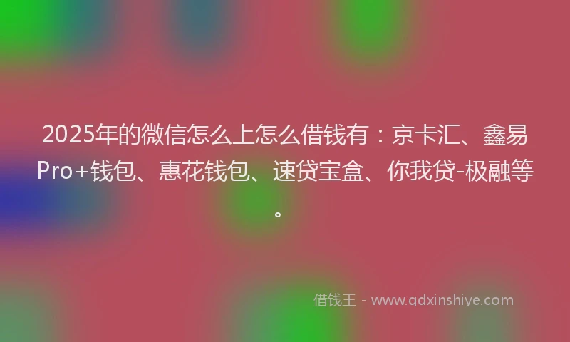2025年的微信怎么上怎么借钱有：京卡汇、鑫易Pro+钱包、惠花钱包、速贷宝盒、你我贷-极融等。