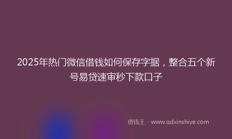 2025年热门微信借钱如何保存字据，整合五个新号易贷速审秒下款口子