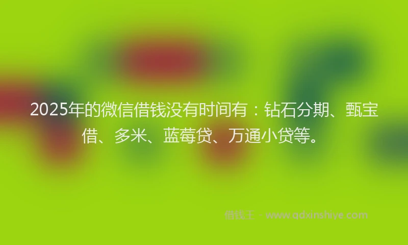 2025年的微信借钱没有时间有：钻石分期、甄宝借、多米、蓝莓贷、万通小贷等。