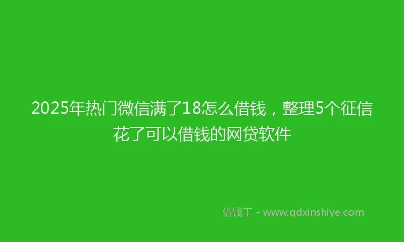 2025年热门微信满了18怎么借钱，整理5个征信花了可以借钱的网贷软件