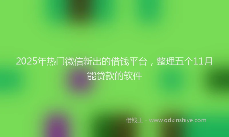 2025年热门微信新出的借钱平台，整理五个11月能贷款的软件