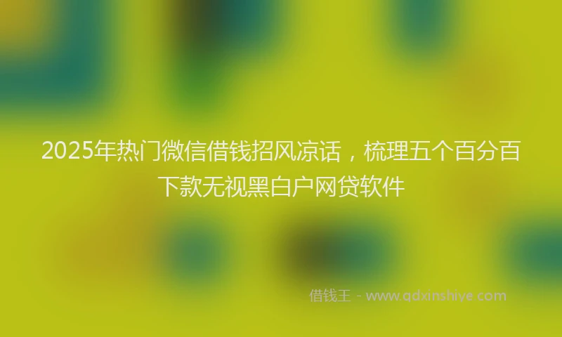 2025年热门微信借钱招风凉话，梳理五个百分百下款无视黑白户网贷软件