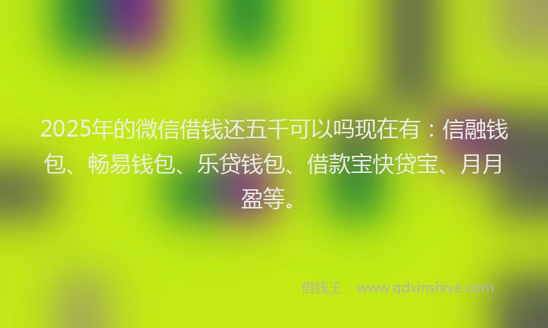 2025年的微信借钱还五千可以吗现在有：信融钱包、畅易钱包、乐贷钱包、借款宝快贷宝、月月盈等。
