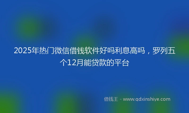 2025年热门微信借钱软件好吗利息高吗，罗列五个12月能贷款的平台