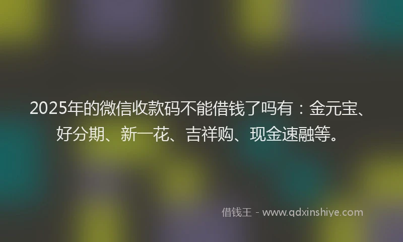 2025年的微信收款码不能借钱了吗有：金元宝、好分期、新一花、吉祥购、现金速融等。