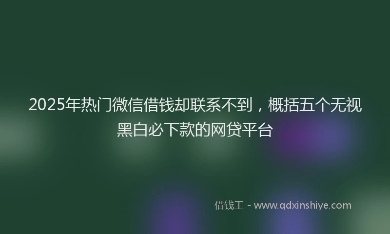 2025年热门微信借钱却联系不到，概括五个无视黑白必下款的网贷平台