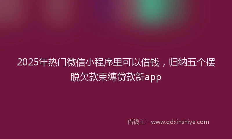 2025年热门微信小程序里可以借钱，归纳五个摆脱欠款束缚贷款新app