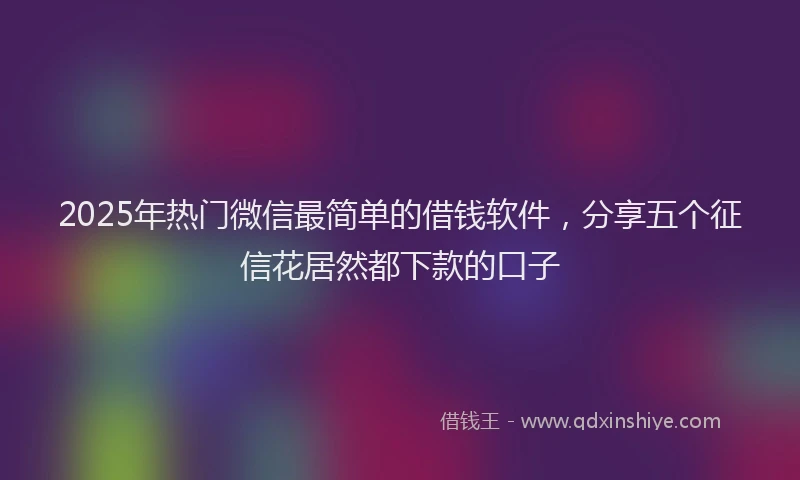2025年热门微信最简单的借钱软件，分享五个征信花居然都下款的口子