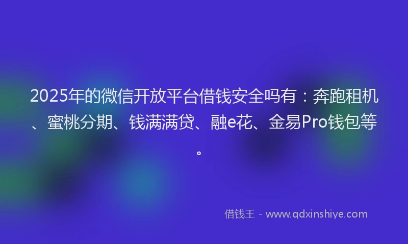 2025年的微信开放平台借钱安全吗有：奔跑租机、蜜桃分期、钱满满贷、融e花、金易Pro钱包等。