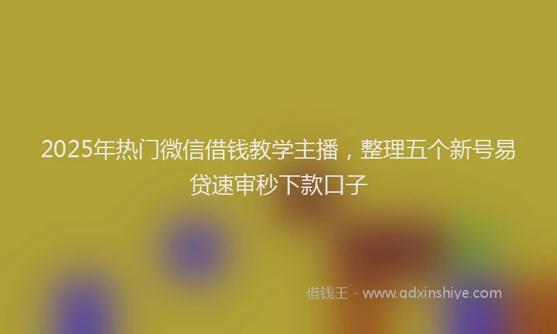 2025年热门微信借钱教学主播，整理五个新号易贷速审秒下款口子