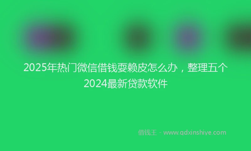 2025年热门微信借钱耍赖皮怎么办，整理五个2024最新贷款软件