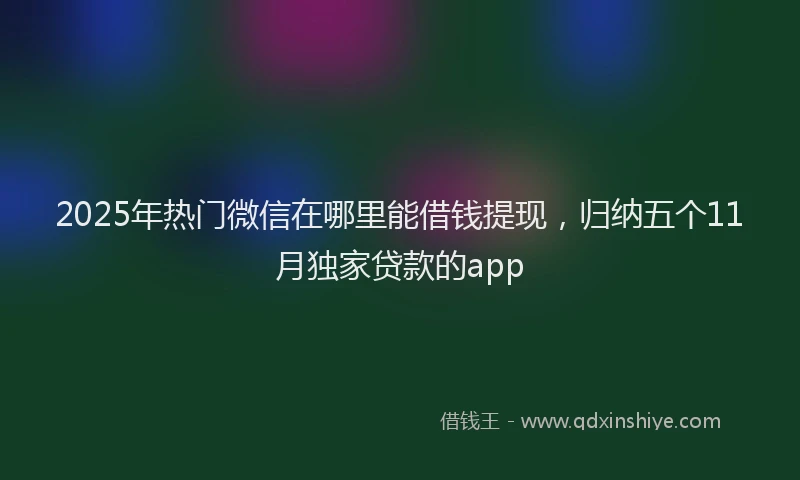 2025年热门微信在哪里能借钱提现，归纳五个11月独家贷款的app