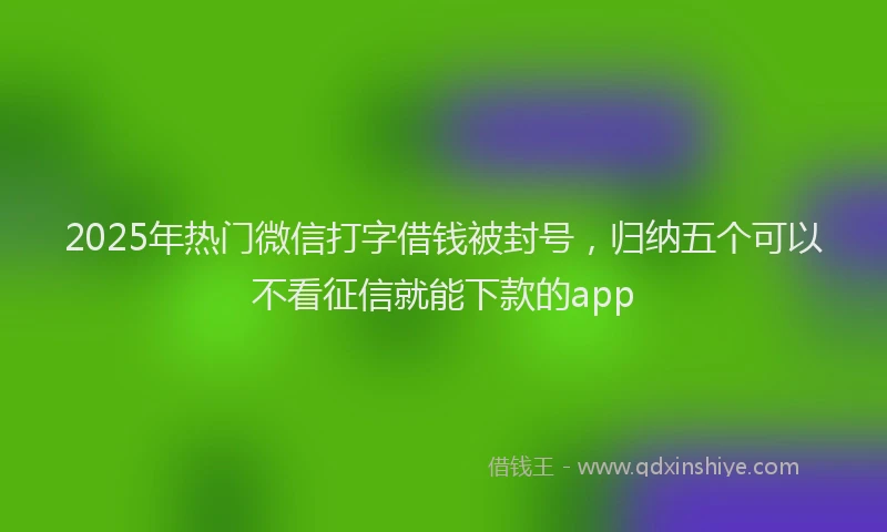 2025年热门微信打字借钱被封号，归纳五个可以不看征信就能下款的app