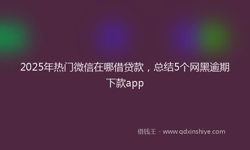 2025年热门微信在哪借贷款，总结5个网黑逾期下款app