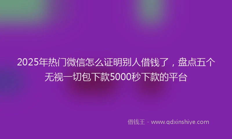 2025年热门微信怎么证明别人借钱了，盘点五个无视一切包下款5000秒下款的平台