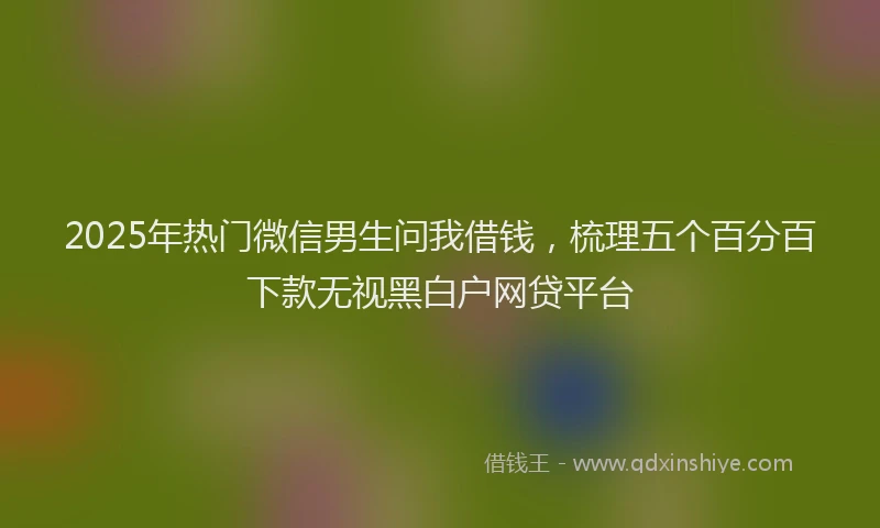 2025年热门微信男生问我借钱，梳理五个百分百下款无视黑白户网贷平台