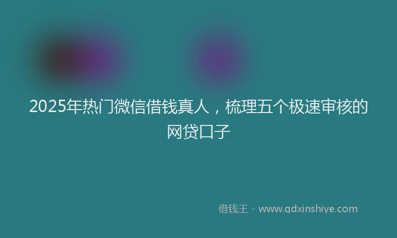2025年热门微信借钱真人，梳理五个极速审核的网贷口子
