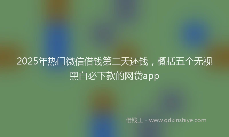 2025年热门微信借钱第二天还钱，概括五个无视黑白必下款的网贷app