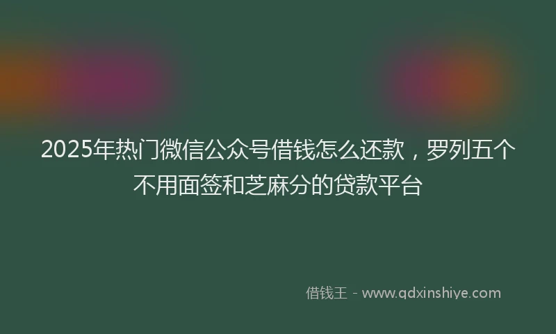 2025年热门微信公众号借钱怎么还款，罗列五个不用面签和芝麻分的贷款平台