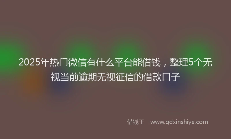 2025年热门微信有什么平台能借钱，整理5个无视当前逾期无视征信的借款口子