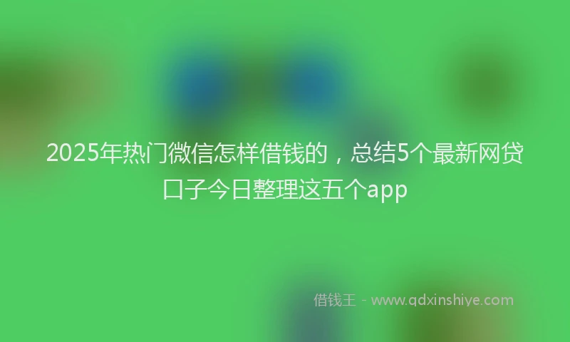 2025年热门微信怎样借钱的，总结5个最新网贷口子今日整理这五个app