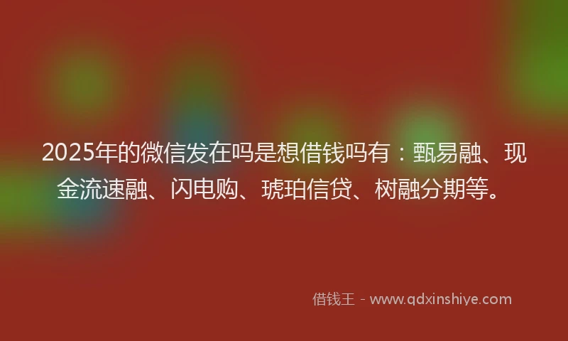 2025年的微信发在吗是想借钱吗有：甄易融、现金流速融、闪电购、琥珀信贷、树融分期等。