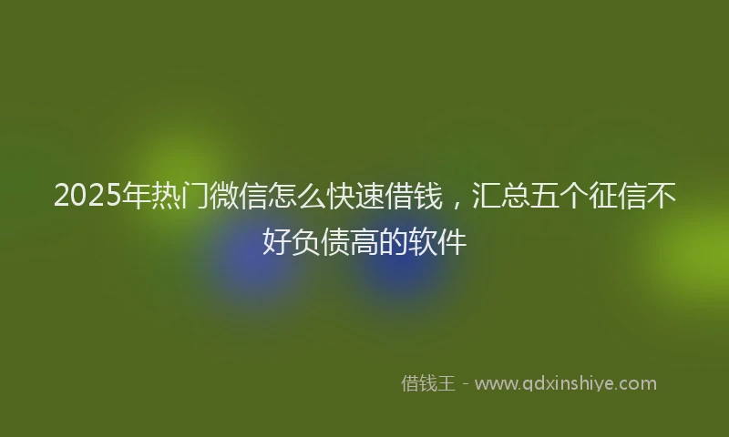 2025年热门微信怎么快速借钱，汇总五个征信不好负债高的软件