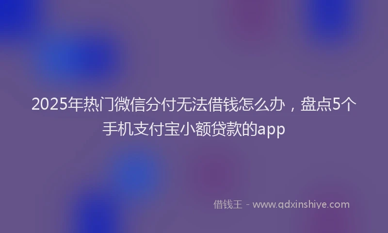 2025年热门微信分付无法借钱怎么办，盘点5个手机支付宝小额贷款的app