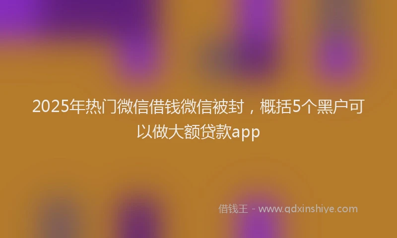 2025年热门微信借钱微信被封，概括5个黑户可以做大额贷款app