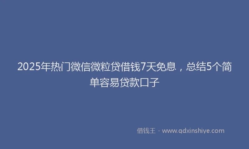 2025年热门微信微粒贷借钱7天免息，总结5个简单容易贷款口子