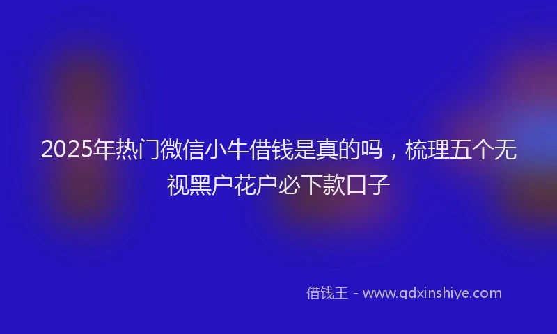 2025年热门微信小牛借钱是真的吗，梳理五个无视黑户花户必下款口子