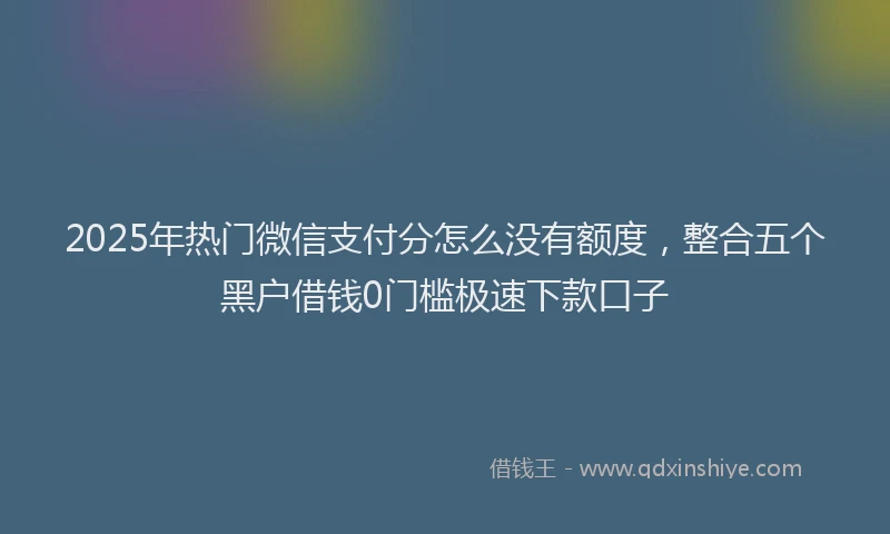 2025年热门微信支付分怎么没有额度，整合五个黑户借钱0门槛极速下款口子