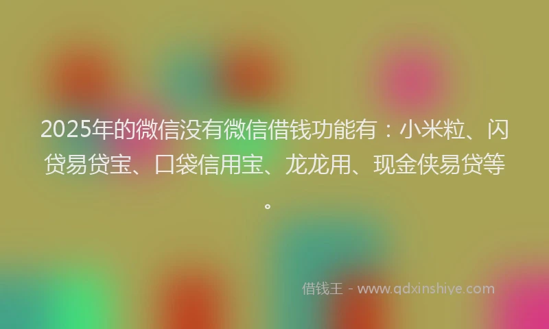 2025年的微信没有微信借钱功能有：小米粒、闪贷易贷宝、口袋信用宝、龙龙用、现金侠易贷等。