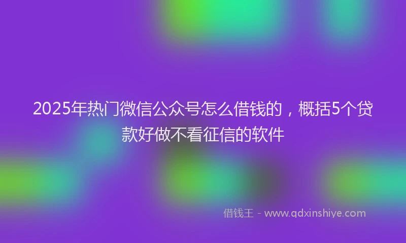 2025年热门微信公众号怎么借钱的，概括5个贷款好做不看征信的软件