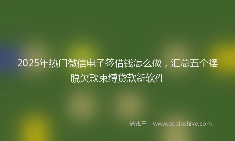 2025年热门微信电子签借钱怎么做，汇总五个摆脱欠款束缚贷款新软件