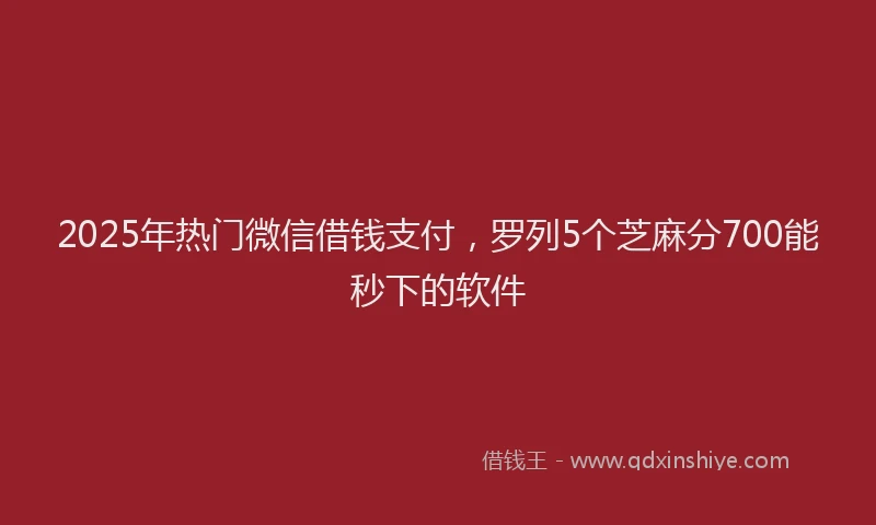 2025年热门微信借钱支付，罗列5个芝麻分700能秒下的软件