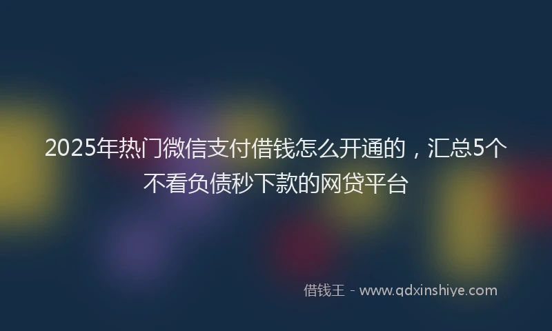 2025年热门微信支付借钱怎么开通的，汇总5个不看负债秒下款的网贷平台