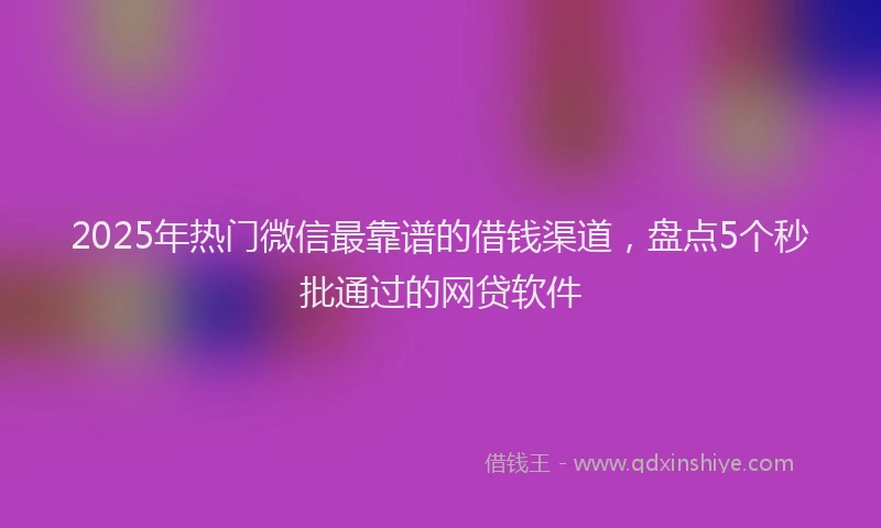 2025年热门微信最靠谱的借钱渠道，盘点5个秒批通过的网贷软件