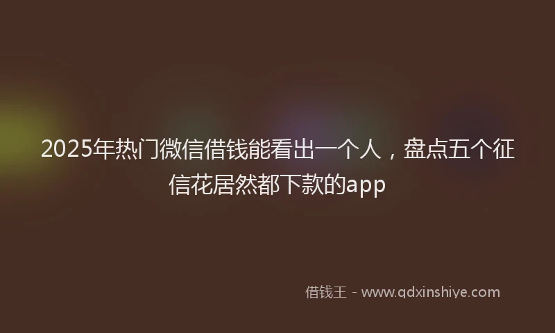 2025年热门微信借钱能看出一个人，盘点五个征信花居然都下款的app