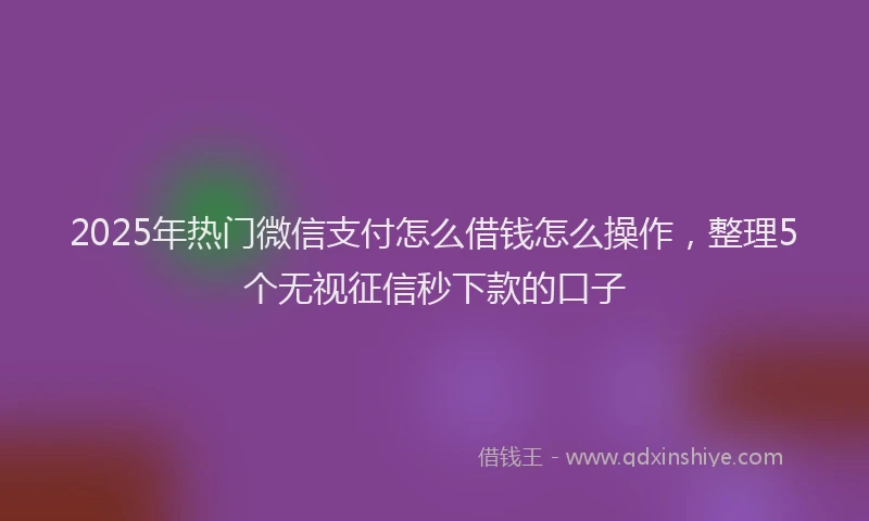 2025年热门微信支付怎么借钱怎么操作，整理5个无视征信秒下款的口子
