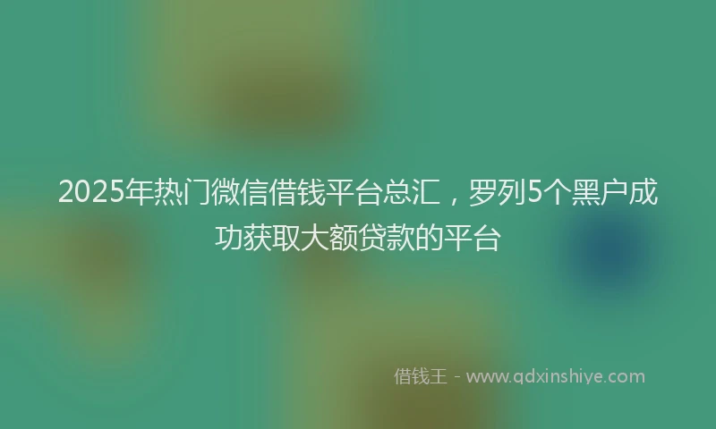 2025年热门微信借钱平台总汇，罗列5个黑户成功获取大额贷款的平台