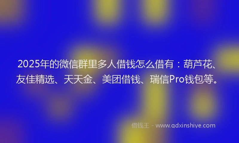 2025年的微信群里多人借钱怎么借有：葫芦花、友佳精选、天天金、美团借钱、瑞信Pro钱包等。