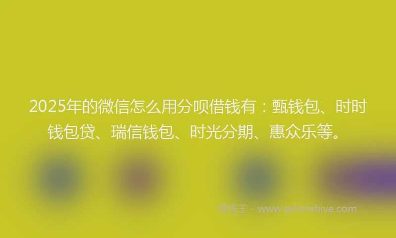 2025年的微信怎么用分呗借钱有：甄钱包、时时钱包贷、瑞信钱包、时光分期、惠众乐等。