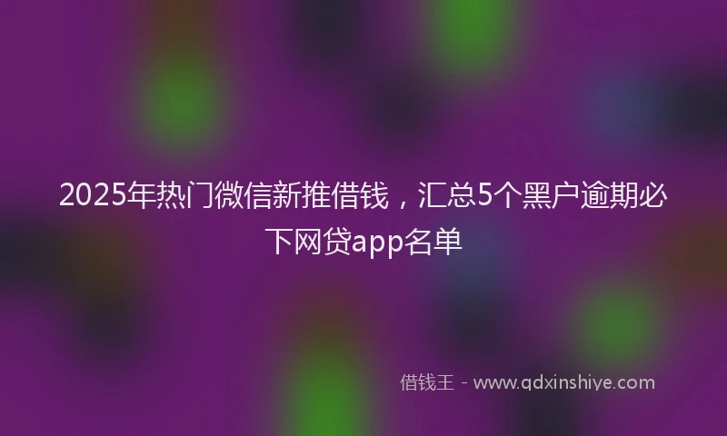 2025年热门微信新推借钱，汇总5个黑户逾期必下网贷app名单